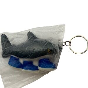 Shark Charm Keychain Blue White‎ Sneakers Mini Figure Novelty Gift Accessory